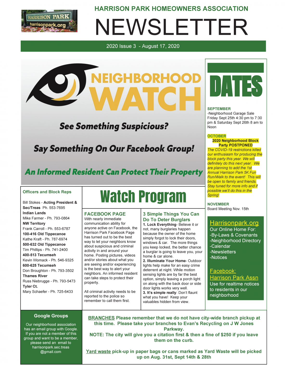 examples of hoa newsletters